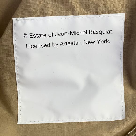 Size M Tan Black Graffiti Cotton Two Pockets Long Sleeve Shirt - Picture 13 of 13